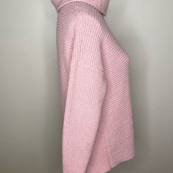 J Crew Factory Pullover Sweater Horizontal Cable Knit Cowl Neck Pink Small - Picture 2 of 6